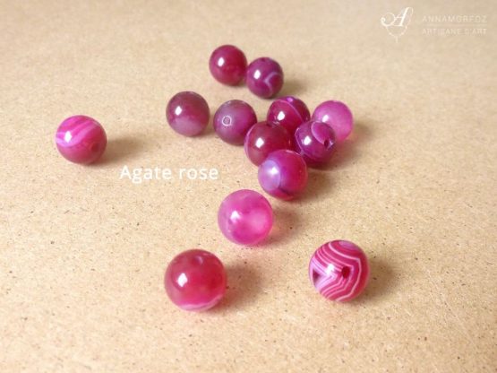 perles en agate rose pour les parures borromeo