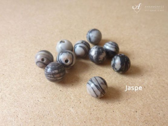 Perles en jaspe zébré gris pour vos bijoux Annamorfoz