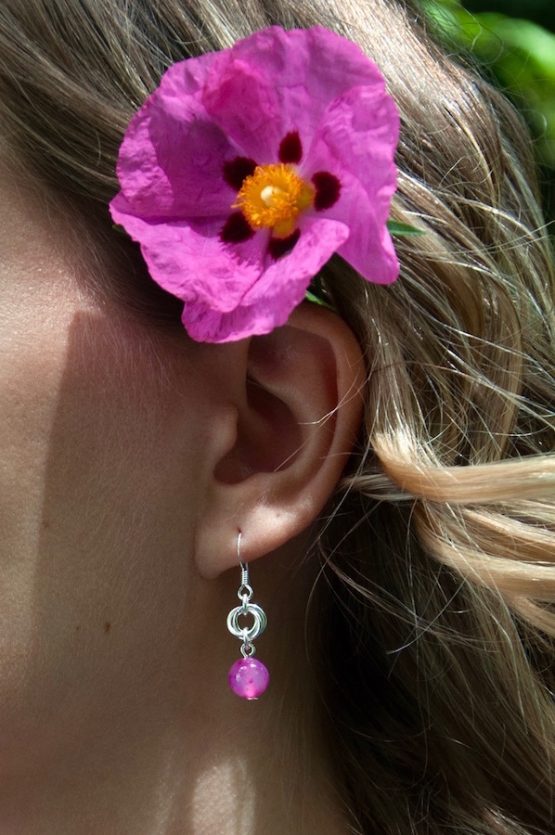 Boucles d'oreilles Borromeo en agate rose par Annamorfoz