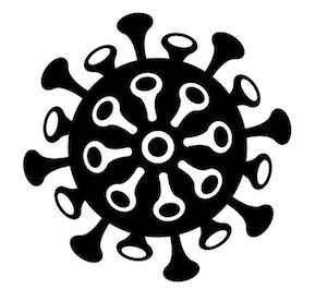 Logo dessin noir et blanc coronavirus Covid-19