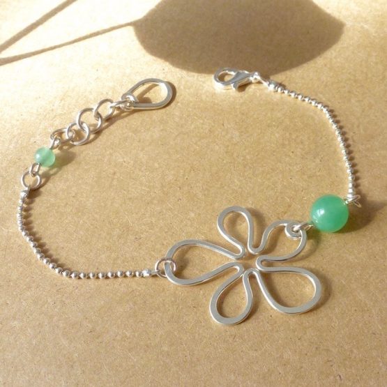bracelet fleuri jade vert